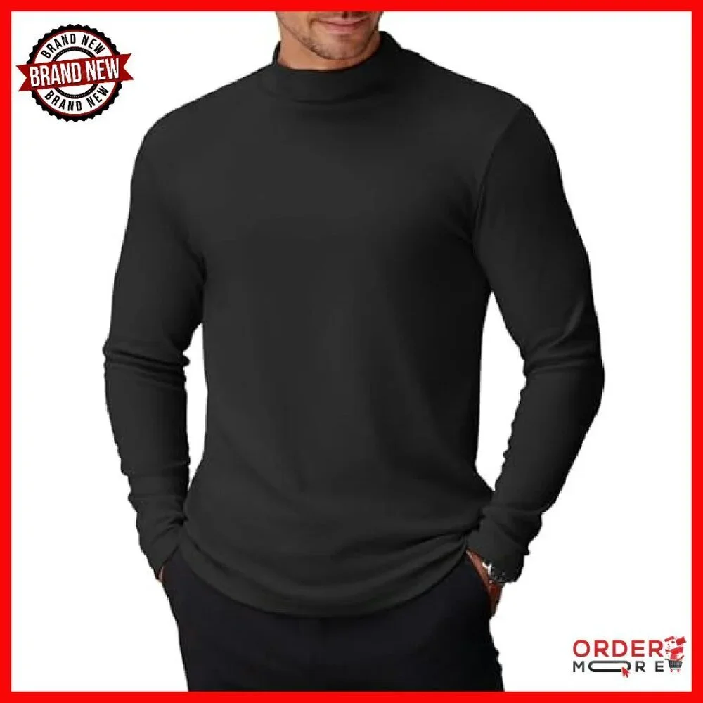 Men's Slim Fit Mock Turtleneck Thermal Pullover Sweater Long Sleeve